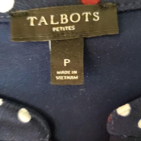 💥348 Talbots Navy Blue Long Sleeve Polka Dot Midi Dress - Picture 2 of 6